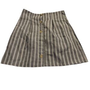 Striped Gray Button-Front Women's Skirt